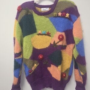 Colorful Floral Patchwork Sweater
